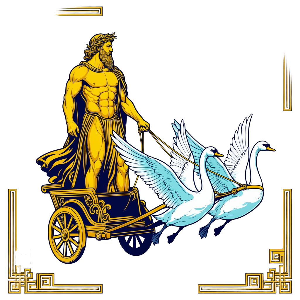 Apolo em sua carruagem celeste puxada por cisnes